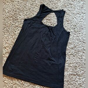 Fabletics | Black Open Back Perforated Detail Workout Tank
